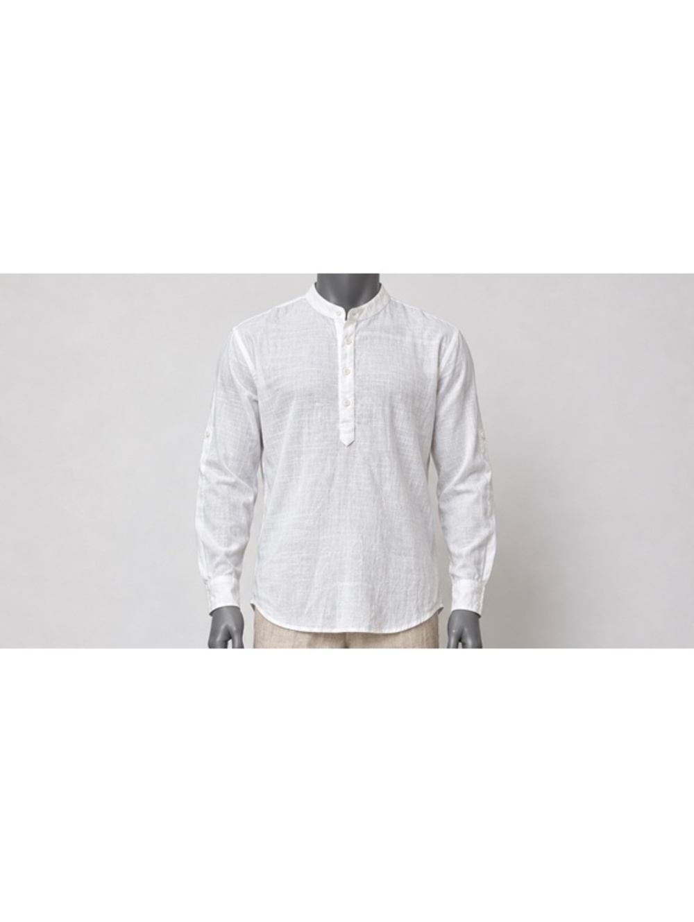COOFANDY Mens 4XL White Henley Shirt Cotton Hemp Long Sleeve Beach Resort NWT